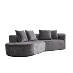 114 Chenille Deep-Seat Sectional Sofa with 4 Pillows