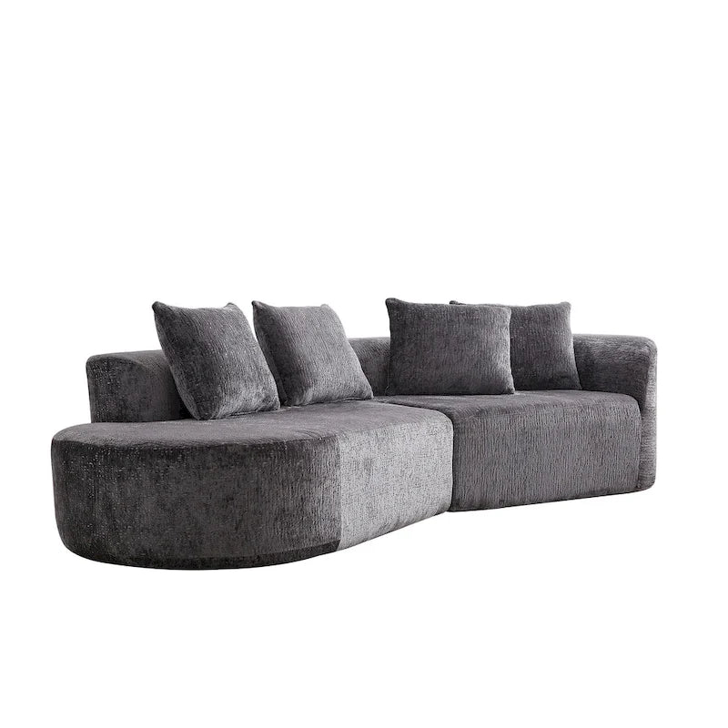 114 Chenille Deep-Seat Sectional Sofa with 4 Pillows