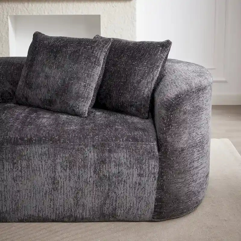 114 Chenille Deep-Seat Sectional Sofa with 4 Pillows