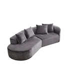 114 Chenille Deep-Seat Sectional Sofa with 4 Pillows