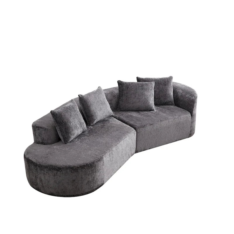 114 Chenille Deep-Seat Sectional Sofa with 4 Pillows