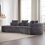 114 Chenille Deep-Seat Sectional Sofa with 4 Pillows