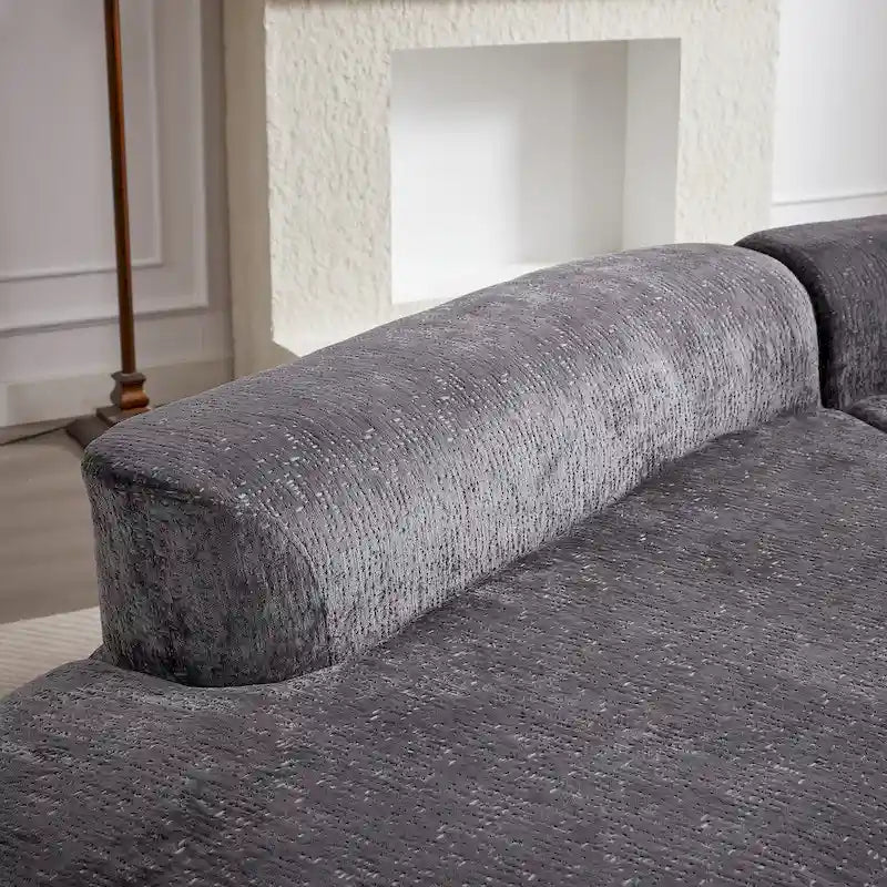 114 Chenille Deep-Seat Sectional Sofa with 4 Pillows