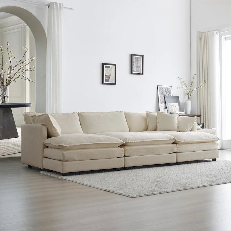 Deep Seat Reversible Modular 6 Seater U-Shaped Sectional Sofa 3 with Ottomans