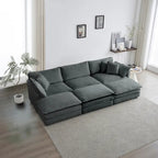 Deep Seat Reversible Modular 6 Seater U-Shaped Sectional Sofa 3 with Ottomans