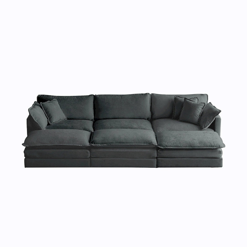 Deep Seat Reversible Modular 6 Seater U-Shaped Sectional Sofa 3 with Ottomans