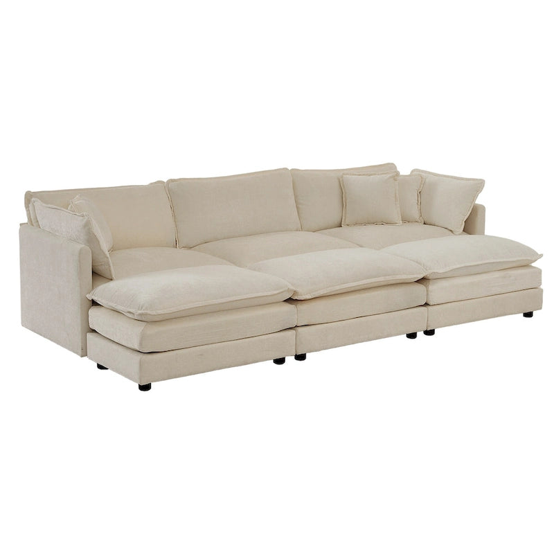 Deep Seat Reversible Modular 6 Seater U-Shaped Sectional Sofa 3 with Ottomans