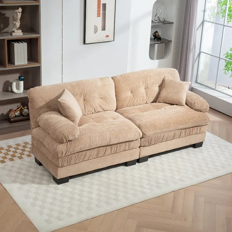 84 Upholstered 3-Seater Sofa with Memory Foam & Comfort Pillows