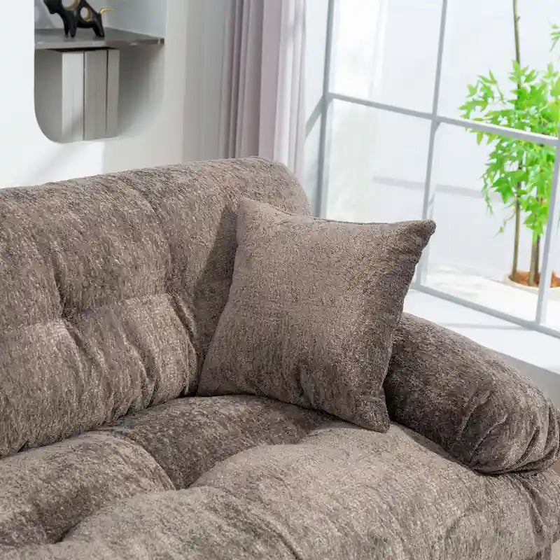 84 Upholstered 3-Seater Sofa with Memory Foam & Comfort Pillows