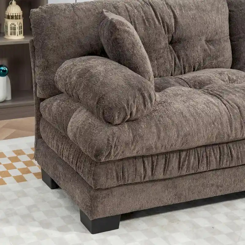 84 Upholstered 3-Seater Sofa with Memory Foam & Comfort Pillows