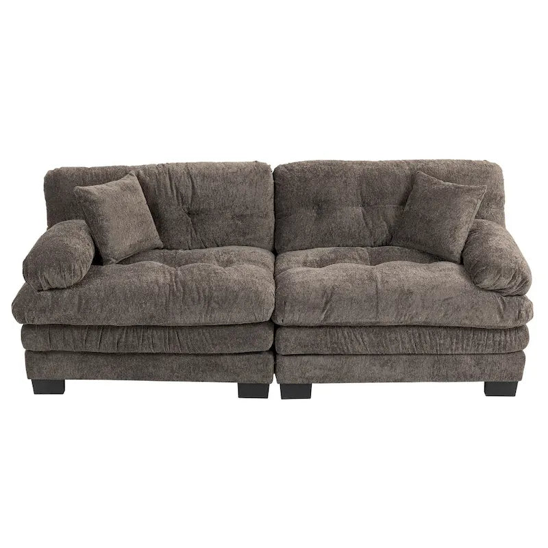 84 Upholstered 3-Seater Sofa with Memory Foam & Comfort Pillows