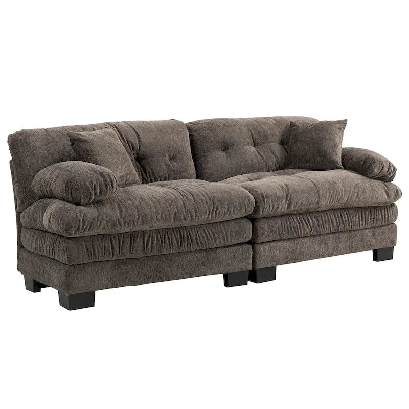 84 Upholstered 3-Seater Sofa with Memory Foam & Comfort Pillows