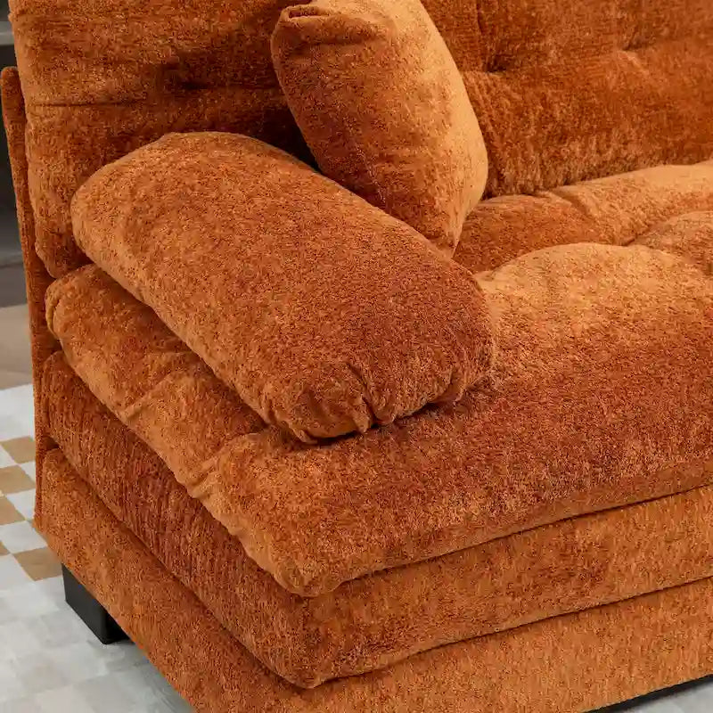 84 Upholstered 3-Seater Sofa with Memory Foam & Comfort Pillows