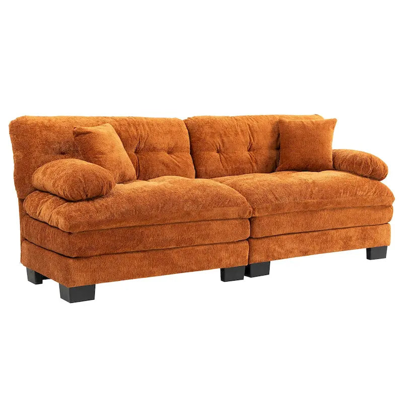 84 Upholstered 3-Seater Sofa with Memory Foam & Comfort Pillows