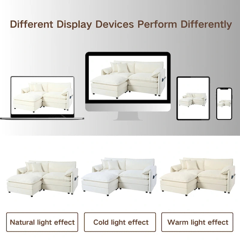 3-Piece Chenille Cloud Sofa & Armchair Set with Deep Seats & 3 Pillows