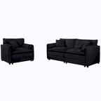 3-Piece Chenille Cloud Sofa & Armchair Set with Deep Seats & 3 Pillows