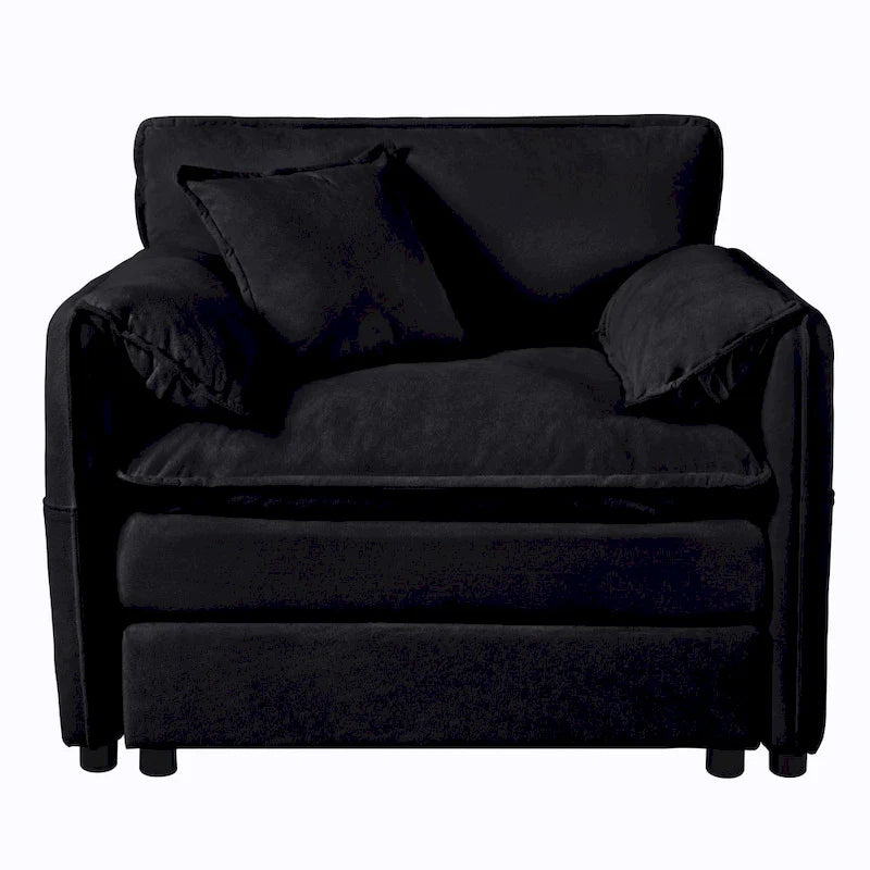 3-Piece Chenille Cloud Sofa & Armchair Set with Deep Seats & 3 Pillows