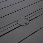 Round Dining Table Powder-Coated Aluminum Top with Slatted Design and Umbrella Hole for Family Gatherings & Parties