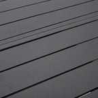 Round Dining Table Powder-Coated Aluminum Top with Slatted Design and Umbrella Hole for Family Gatherings & Parties