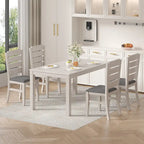 63 Inch Home Oak Wood Dining Table 6-Person Indoor Outdoor Table with Solid Wood Legs