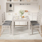 63 Inch Home Oak Wood Dining Table 6-Person Indoor Outdoor Table with Solid Wood Legs