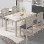 63 Inch Home Oak Wood Dining Table 6-Person Indoor Outdoor Table with Solid Wood Legs