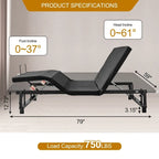 Queen Size Foldable Bed Premium Adjustable Bed Frame with Wireless Remote, USB Charging & Underbed Lighting