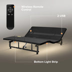Queen Size Foldable Bed Premium Adjustable Bed Frame with Wireless Remote, USB Charging & Underbed Lighting