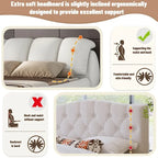 Luxury Upholstered Leather Bed with Thick Headboard