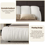 Luxury Upholstered Leather Bed with Thick Headboard