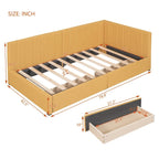 Yellow Linen Twin Upholstered Daybed with Storage Drawers - No Box Spring Required