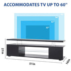Black 51 TV Stand with LED & Open Storage for 70 TVs