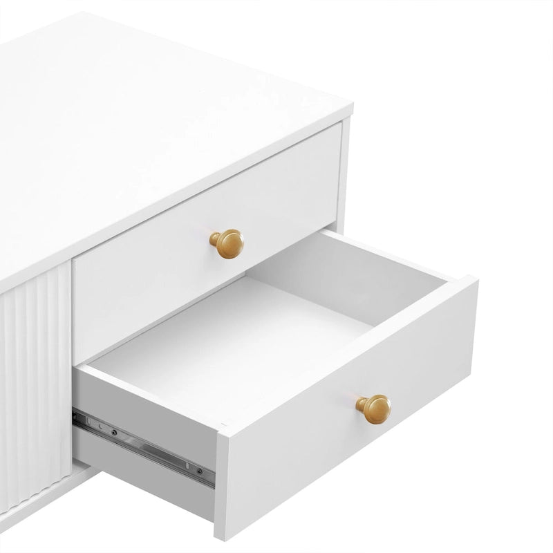 White 70 Modern TV Stand with Storage & Drawers for TVs Up to 65
