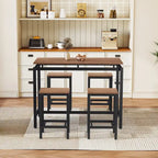 5-Piece Industrial Bar Table Set with Rectangular Table & 4 Chairs