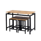 5-Piece Industrial Bar Table Set with Rectangular Table & 4 Chairs