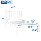 Black Pine Wood Twin Platform Bed Frame with Headboard - Wood Slat Support, No Box Spring Needed, Space-Saving Design