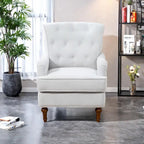 Chenille Fabric Accent Chair with Retro Wooden Legs, High-Density Foam and Spring Cushion, and 300 lbs Weight Capacity