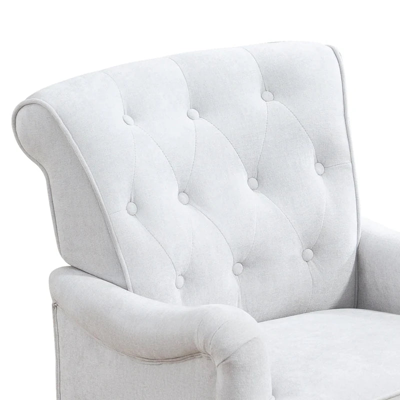 Chenille Fabric Accent Chair with Retro Wooden Legs, High-Density Foam and Spring Cushion, and 300 lbs Weight Capacity