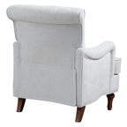 Chenille Fabric Accent Chair with Retro Wooden Legs, High-Density Foam and Spring Cushion, and 300 lbs Weight Capacity
