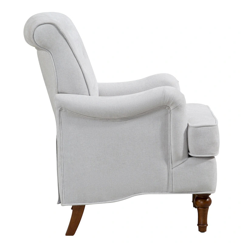 Chenille Fabric Accent Chair with Retro Wooden Legs, High-Density Foam and Spring Cushion, and 300 lbs Weight Capacity