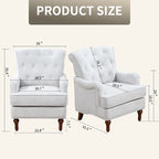 Chenille Fabric Accent Chair with Retro Wooden Legs, High-Density Foam and Spring Cushion, and 300 lbs Weight Capacity