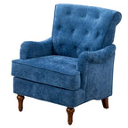 Chenille Fabric Accent Chair with Retro Wooden Legs, High-Density Foam and Spring Cushion, and 300 lbs Weight Capacity