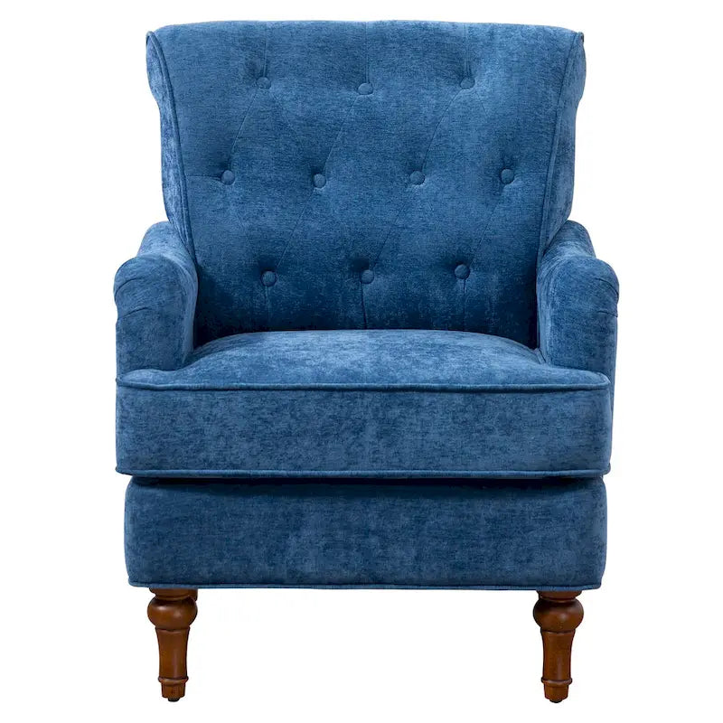 Chenille Fabric Accent Chair with Retro Wooden Legs, High-Density Foam and Spring Cushion, and 300 lbs Weight Capacity