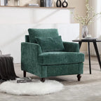 Emerald Modern 29.53 Chenille Upholstered Arm Chair with Solid Wood Frame and Pillows