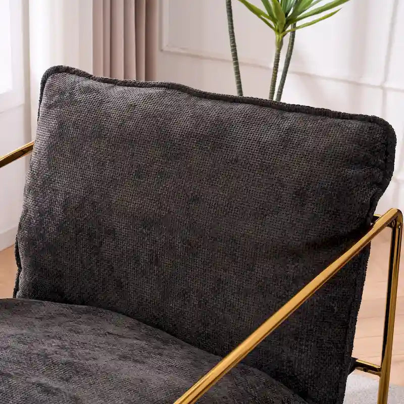 30.7 Arm Chair with Metal Frame and Gold Accents (Set of 2)