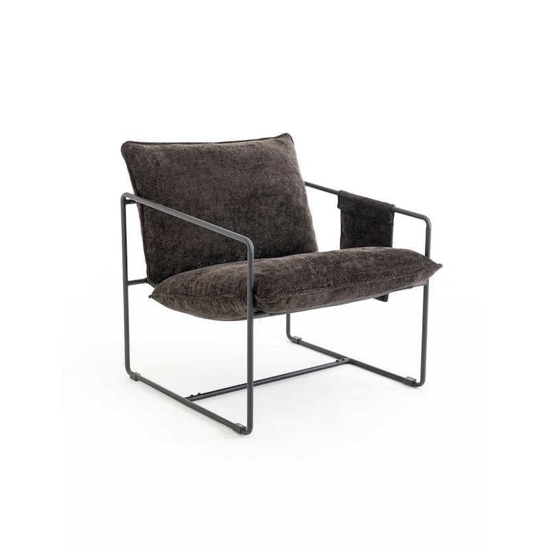 30.7 Arm Chair with Metal Frame and Gold Accents (Set of 2)