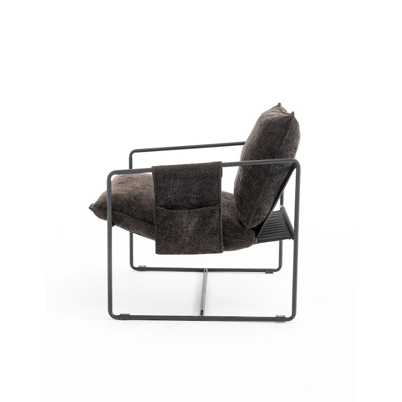 30.7 Arm Chair with Metal Frame and Gold Accents (Set of 2)