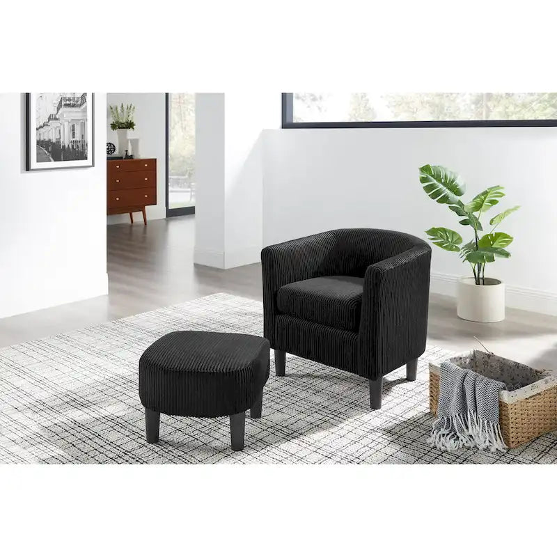 26.38 Corduroy Arm Chair with Ottoman