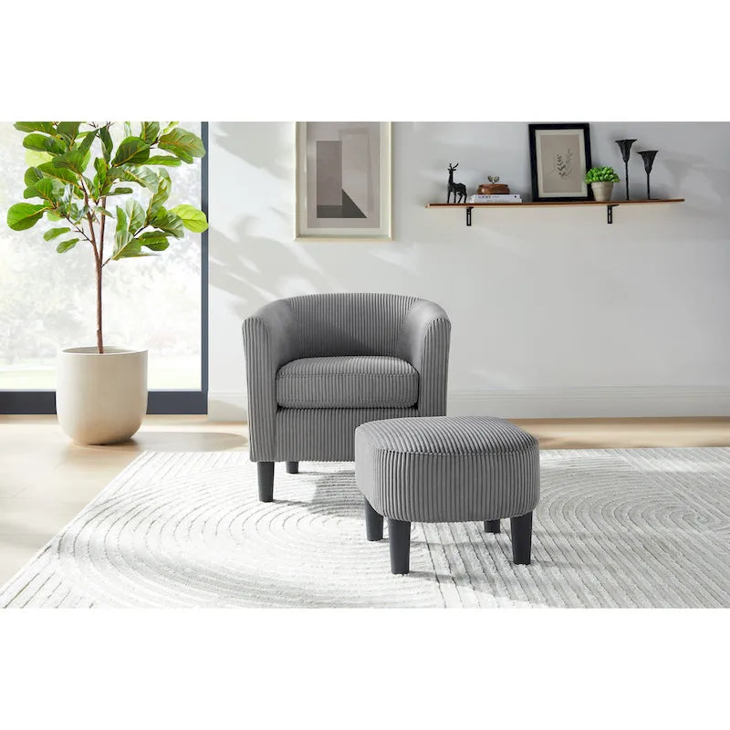 26.38 Corduroy Arm Chair with Ottoman