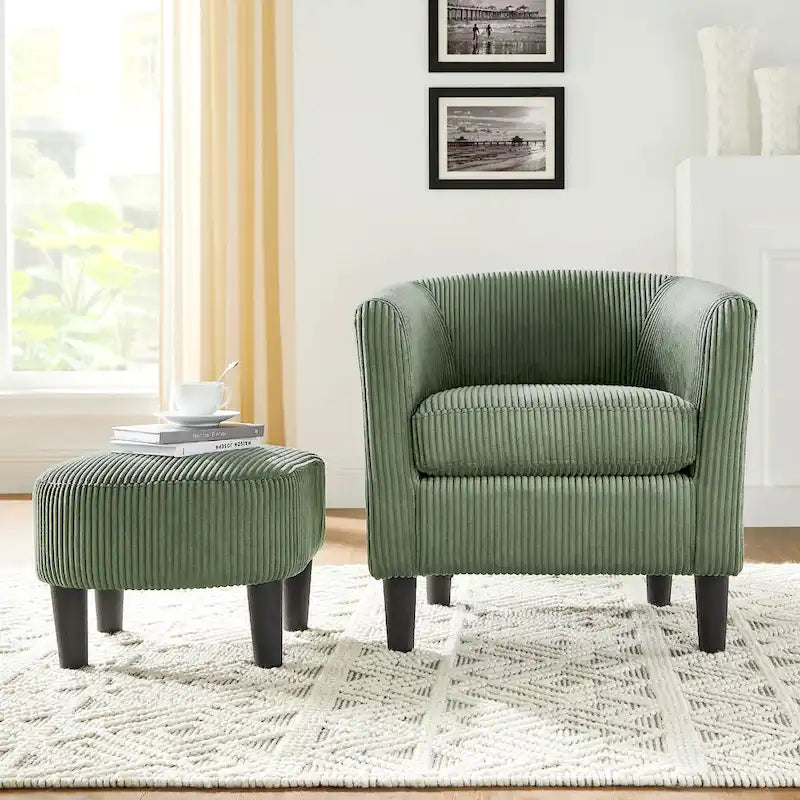 26.38 Corduroy Arm Chair with Ottoman